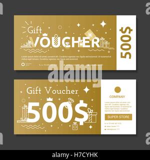 Satz von gold Gutschein. Stock Vektor