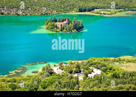 Insel Visovac Kloster Krka Nationalpark, Dalmatien, Kroatien Stockfoto