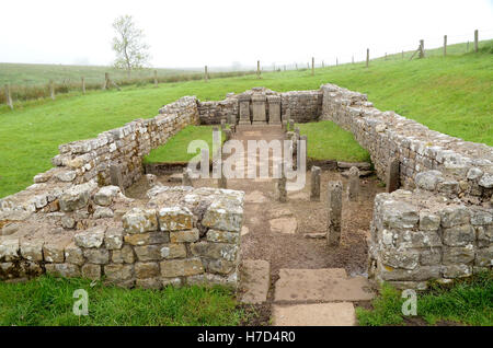 Ruinen des Tempels des Mithras, Northumberland, England Stockfoto