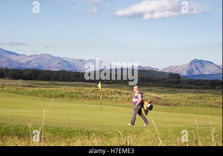 Golfer Royal St. Davids Golfclub Harlech Gwynedd, North Wales, UK Stockfoto