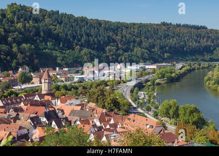 Blick auf Wertheim gesehen von der Wertheim-Hochburg Stockfoto