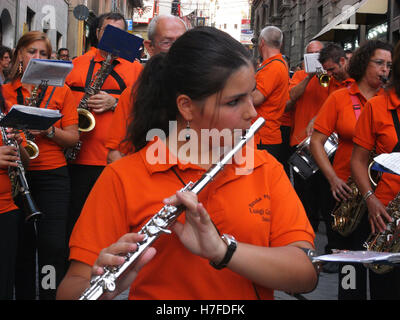 Sassari, Sardinien. 14 August: "Candelieri" Abstieg Stockfoto