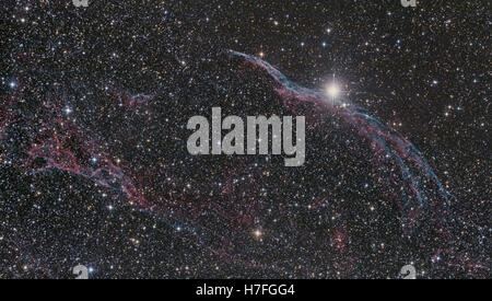 Deep space Objekt Schleier Nebel (NGC 6960) im Sternbild Schwan Stockfoto