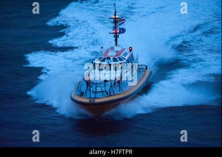 Rotterdamer Hafen Lotsenboot auf hoher See Stockfoto