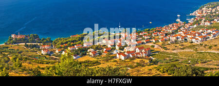 Bol auf der Insel Brac island Panorama Luftbild Stockfoto