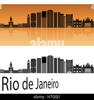 Rio De Janeiro V2 Skyline im orangefarbenen Hintergrund in bearbeitbare Vektordatei Stockfoto