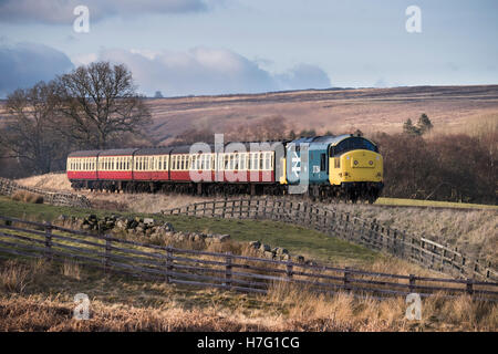 BR-Klasse 37 'Co-Co' Nr. 37264 Diesel locomotive Zug Reisen auf den Spuren der North Yorkshire Moors Railway, GB, UK. Stockfoto