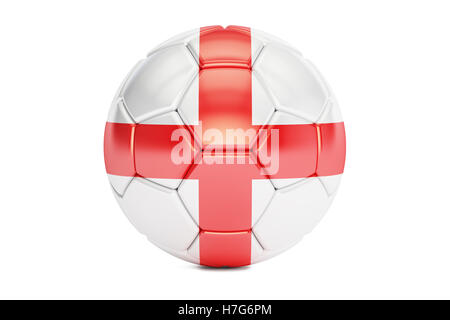 Fußball-Ball mit Flagge von England, 3D-Rendering Stockfoto