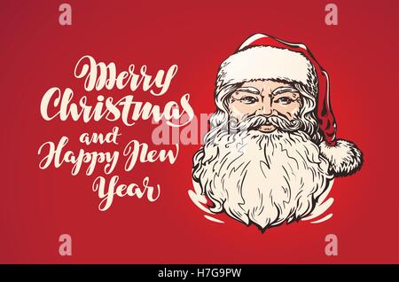 Frohe Weihnachten und Happy New Year, banner. Santa Claus Stock Vektor