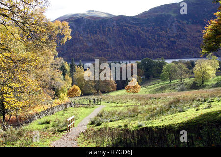 Bunter Herbst Szene am Ullswater in The Lake District, Cumbria, UK Stockfoto