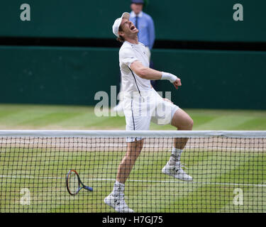 Andy Murray(GBR) bei Wimbledon Tennis Championships 2016 feiern Stockfoto