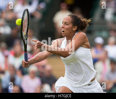 Madison Keys (USA) im Einsatz bei Wimbledon 2016 Stockfoto