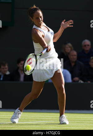 Madison Keys (USA) im Einsatz bei Wimbledon 2016 Stockfoto