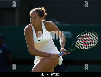 Madison Keys (USA) im Einsatz bei Wimbledon 2016 Stockfoto