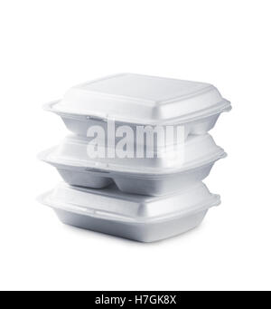 Styroporboxen Mahlzeit isoliert auf weißem Hintergrund Stockfoto