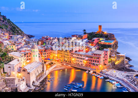 Vernazza Dorf. Nationalpark Cinque Terre, Ligurien Italien. Stockfoto