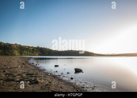 Herbst Sonnenaufgang am Fewston-Stausee in der Nähe von Harrogate North Yorkshire Stockfoto