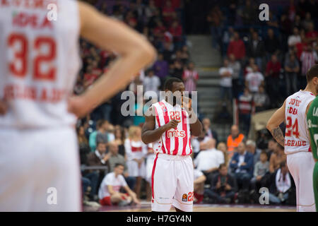 Belgrad, Serbien. 4. November 2016: Jenkins Charles, Crvena Zvezda während der 2016/2017 Turkish Airlines EuroLeague regulären Saison Runde 5 Spiel zwischen Crvena Zvezda MTS Belgrad und Baskonia Vitoria Gasteiz Kombank Arena am 4. November 2016 in Belgrad, Serbien. Bildnachweis: Nikola Krstic/Alamy Live-Nachrichten Stockfoto