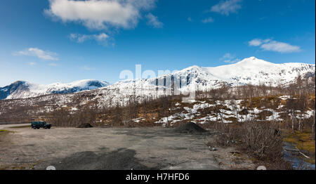 Landschaft des Kobbskar-Tunnels auf der E6 Richtung Norden nach Lofoten. Kobbskar liegt in der Nordland-Region von Norwegen. Stockfoto