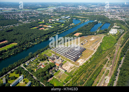 Luftbild, ehemaliger Eisenbahn Firma Wedau, Duisburg-Wedau Bissingheim Deutschland Gartenstadt Wedau, Ruhrgebiet, Stockfoto