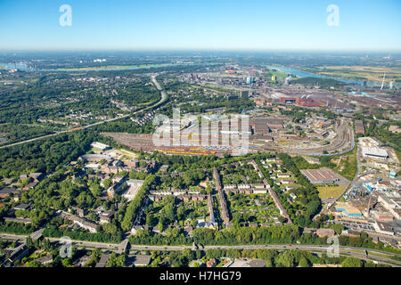 Luftaufnahme, Duisburg-Hamborn Jupp Kolonie, ehemalige Coal Mine Siedlung, historische Arbeitsplatz Siedlung, Bergleute Häuser, Duisburg, Stockfoto
