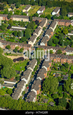 Luftaufnahme, Duisburg-Hamborn Jupp Kolonie, ehemalige Coal Mine Siedlung, historische Arbeitsplatz Siedlung, Bergleute Häuser, Duisburg, Stockfoto