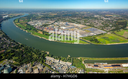 Luftaufnahme, Duisburg-Rheinhausen Villenkolonie Bliersheim auf dem Gelände der Hafen Duisburg AG Logport I, Duisburg, Ruhr Stockfoto