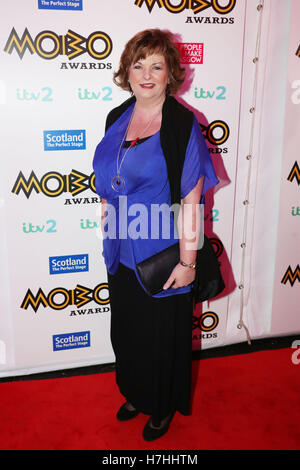 Schrank-Sekretärin für Kultur, Tourismus und externe Angelegenheiten Fiona Hyslop besucht den 21. Mobo Awards im Glasgower SSE Hydro. Stockfoto