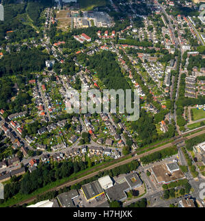 Luftaufnahme, Gelsenkirchen-Hassel Gartenstadt Hassel Collery Bergmannsglück, historische Siedlung für meine Bergmannsglück, Stockfoto