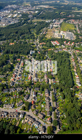 Luftaufnahme, Gelsenkirchen-Hassel Gartenstadt Hassel Collery Bergmannsglück, historische Siedlung für meine Bergmannsglück, Stockfoto