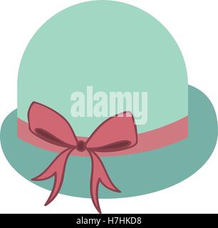 elegante Frauen Hut mit Zierschleife rosa Band Symbol auf weißem Hintergrund. Vektor-illustration Stock Vektor