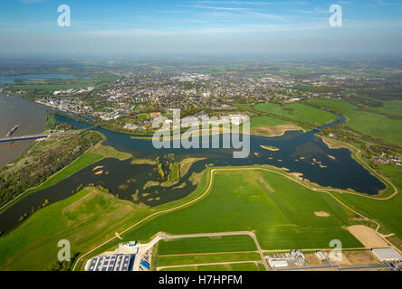 Lippe-Mündung fließt in den Rheinauen, Wesel, Ruhrgebiet, Nordrhein-Westfalen, Deutschland Stockfoto