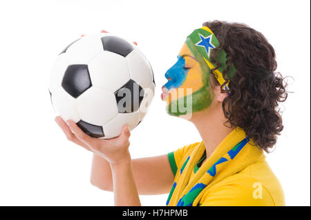 Brasilianische Frauen Fußball-fan Stockfoto