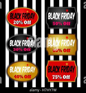 Black Friday Sale Banner-Set - Black Friday Sale Inschrift Entwurfsvorlage. Vektor-illustration Stock Vektor