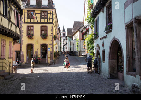 Dorf von Riquewihr, in der Region Elsass Wein Frankreich Stockfoto