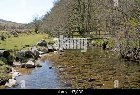 Der Osten Okement flussaufwärts von Okehampton, am nordwestlichen Rand von Dartmoor Stockfoto