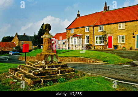 Dorfanger und Hütten Borrowby, Yorkshire Stockfoto