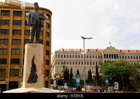 Statue von Riad al-Solhs (1894-1951), Libanon das erste nach der Unabhängigkeit Premierminister, Downtown, Beirut, Libanon. Stockfoto