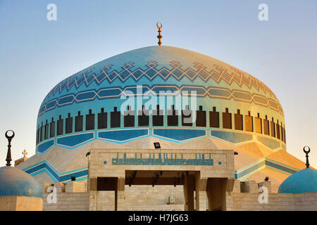 Blaue Mosaik Kuppel von König Abdullah I Mosque, Amman, Jordanien Stockfoto