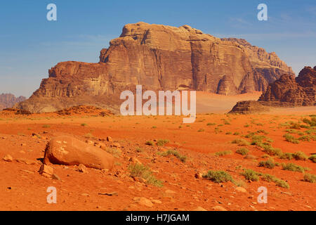 Felsformationen in der Wüste Wadi Rum, Jordanien Stockfoto