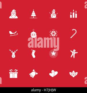 Weihnachten und Neujahr Symbolsatz Vektor-Illustration - weiß Stock Vektor