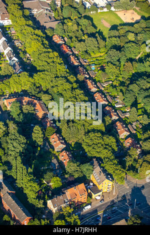 Luftaufnahme, Oberhausen Stationquarter Altenberg Kolonie Gustav-Straße, historische Arbeitsplatz Siedlung auf der Industrie-Museum-A Stockfoto