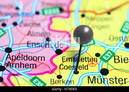 Coesfeld, fixiert auf einer Karte von Deutschland Stockfoto