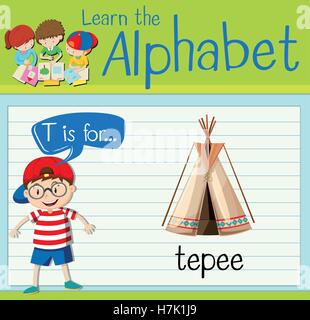 Flashcard Buchstabe T ist für Tipi illustration Stock Vektor