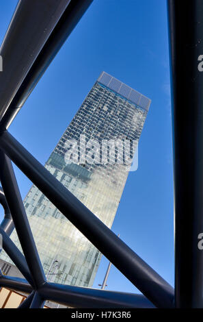 Beetham Tower und Hilton Hotel in Deansgate, Manchester. Stockfoto