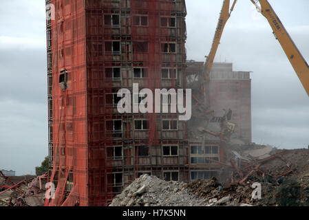 Red Road Wohnungen Glasgow Abriss der höchsten Wohnungen in Europa Stockfoto