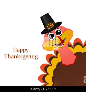 Türkei in Hut am Thanksgiving Day Stock Vektor