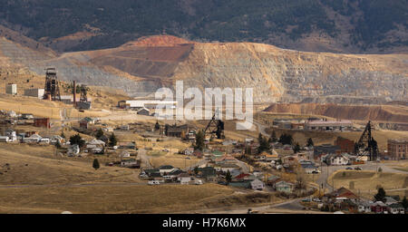 High Angle übersehen Walkerville Butte Montana Innenstadt USA Vereinigte Staaten von Amerika Stockfoto