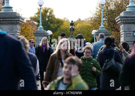 Die legendären George Washington Statue im öffentlichen Garten in Bostons Back Bay. Stockfoto