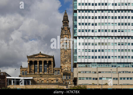 Stadtbild Stile Glasgow kontrastierenden Gebäude in abgeflachten Perspektiven Stockfoto